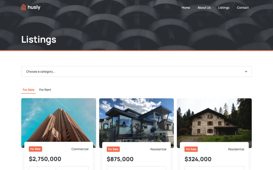 Fourth screenshot of Husly Real Estate website webflow template