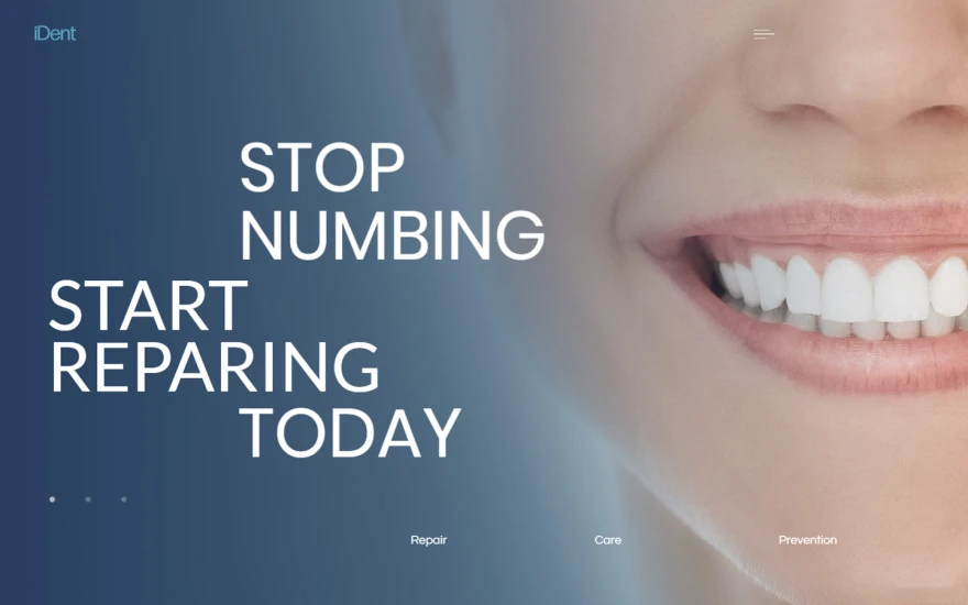 First screenshot of iDent Dentist website webflow template