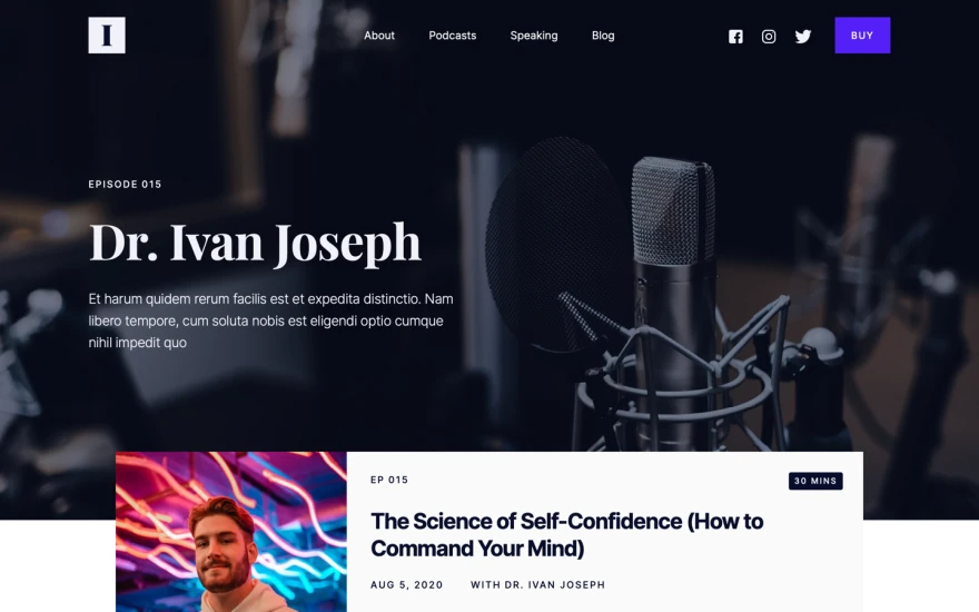 Fourth screenshot of Impact Podcast website webflow template