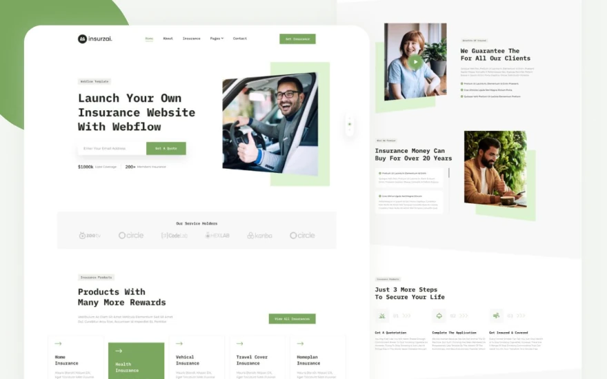 First screenshot of Insurzai Insurance website webflow template