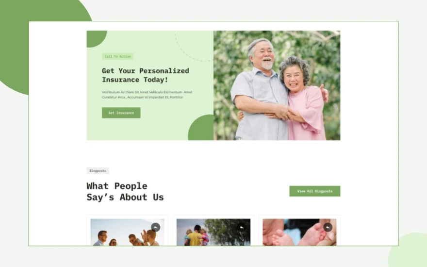 Third screenshot of Insurzai Insurance website webflow template
