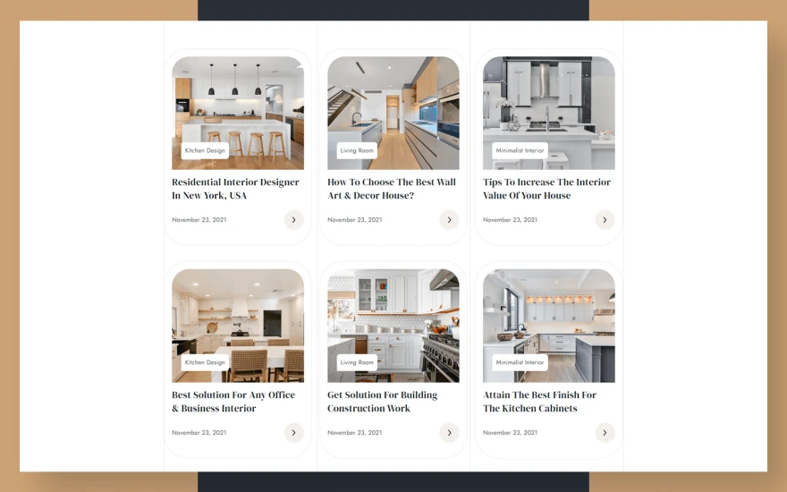 Second screenshot of Interno Interior Design website webflow template