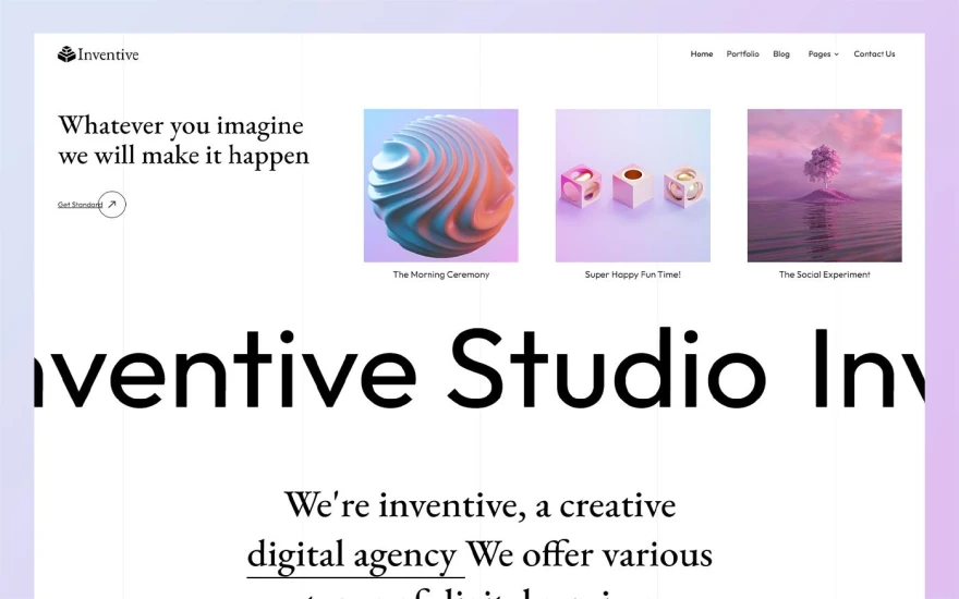 First screenshot of Inventive Agency website webflow template