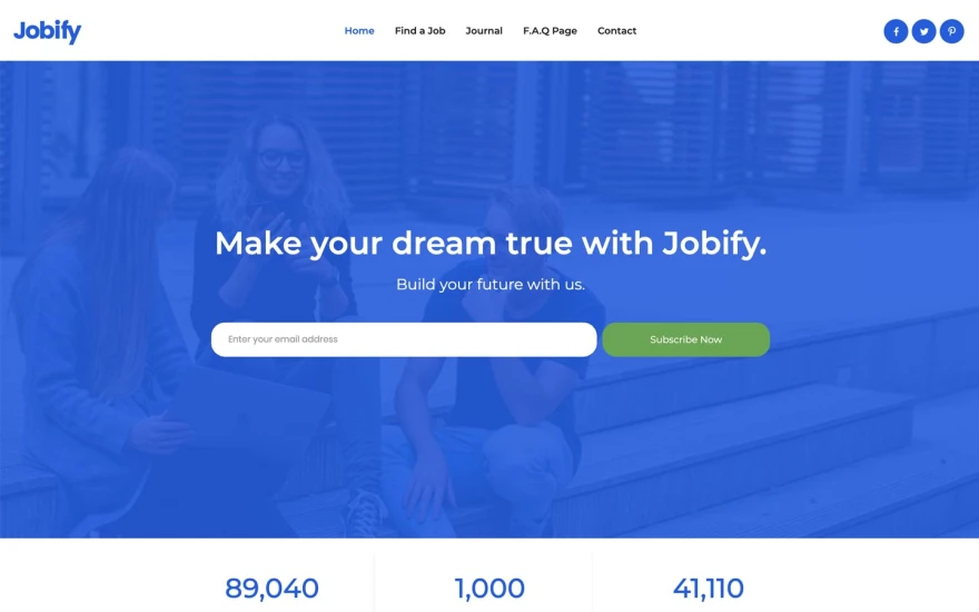 First screenshot of Jobify Job Portal website webflow template