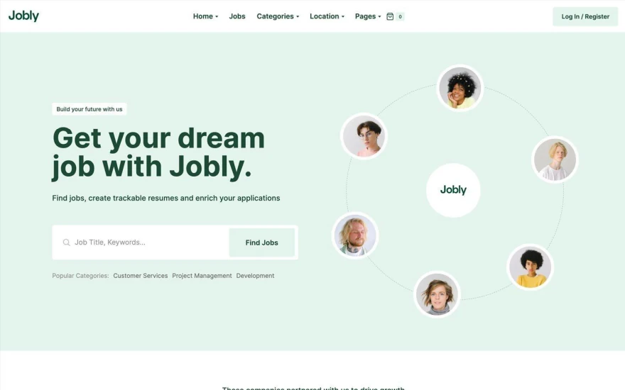 First screenshot of Jobly Job Portal website webflow template