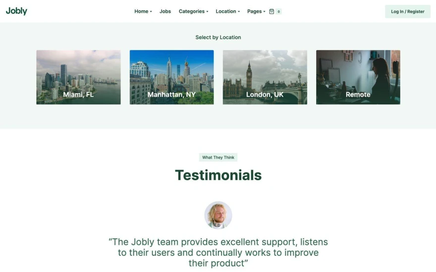 Third screenshot of Jobly Job Portal website webflow template