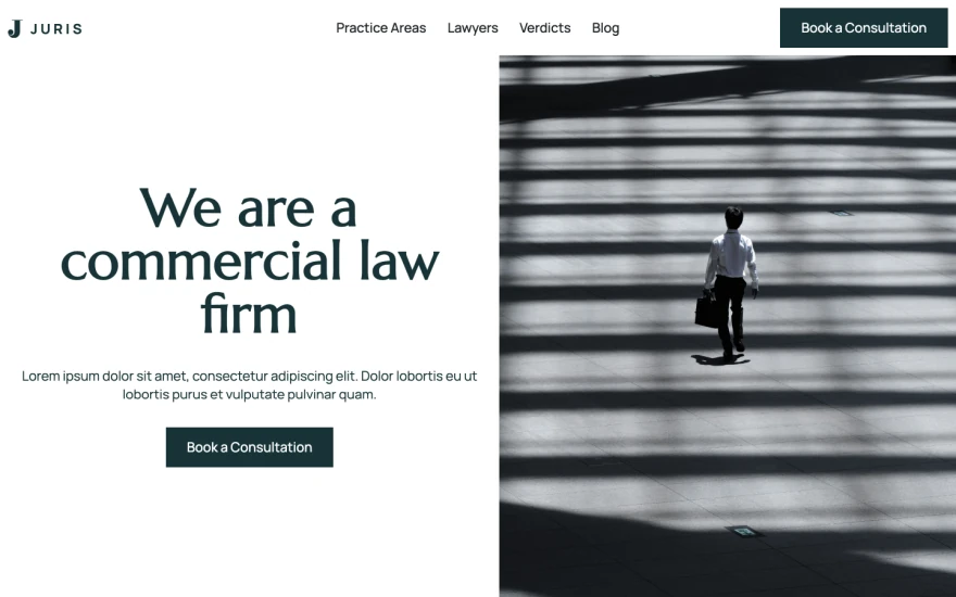 First screenshot of Juris Attorney website webflow template