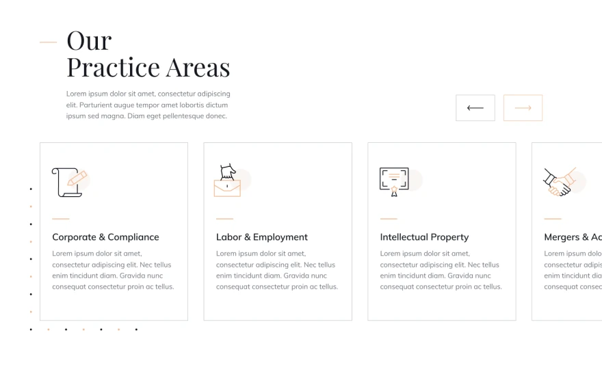 Third screenshot of Justicia Law Firm website webflow template