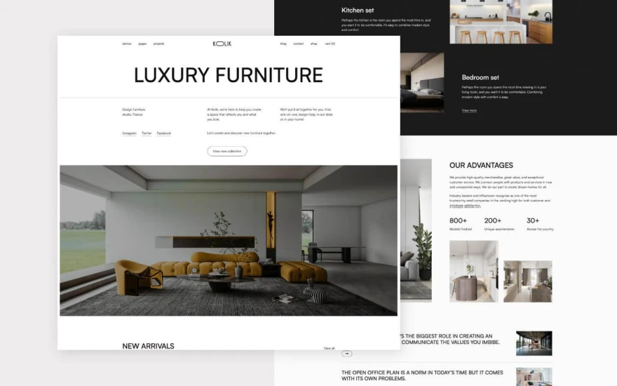First screenshot of Kolik 128 Furniture website webflow template