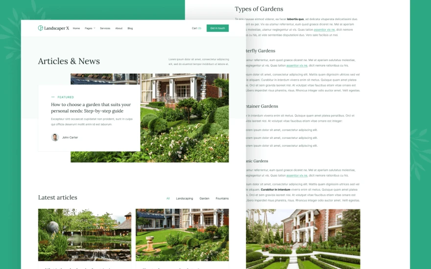 Fifth screenshot of Landscaper X Agriculture website webflow template