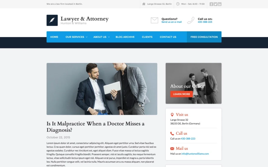 First screenshot of Lawyer and Attorney Law Firm website webflow template