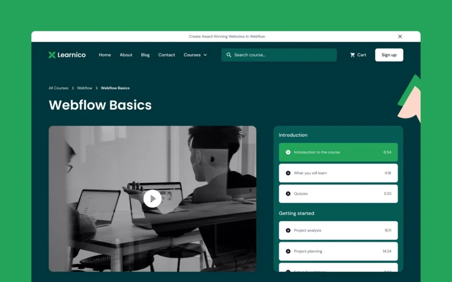 Fourth screenshot of Learnico Learning website webflow template