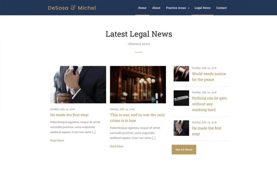 Fifth screenshot of Libero Law Firm website webflow template