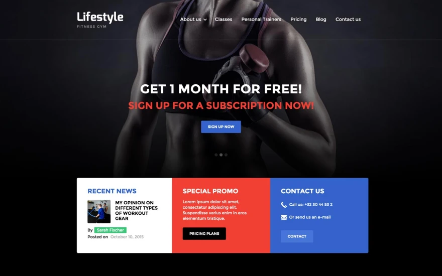 First screenshot of Lifestyle Gym website webflow template