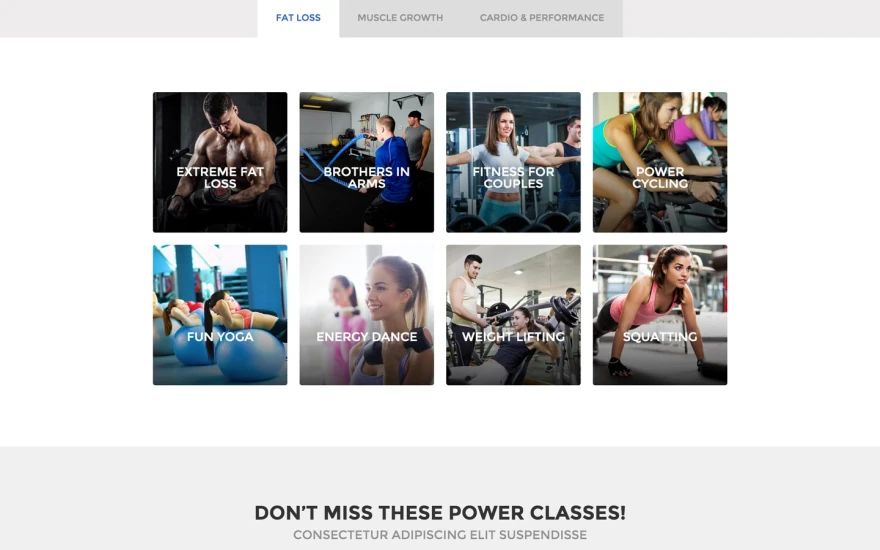 Second screenshot of Lifestyle Gym website webflow template