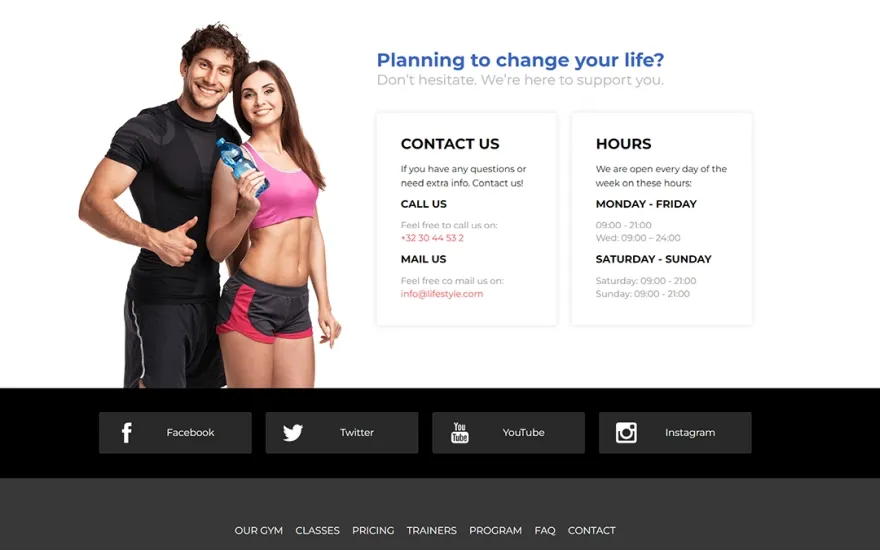 Fifth screenshot of Lifestyle Gym website webflow template