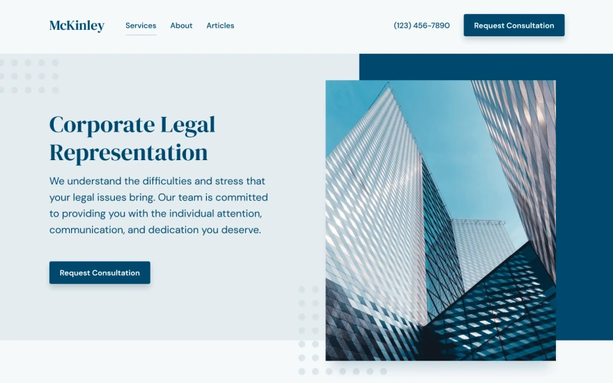 First screenshot of McKinley Law Firm website webflow template