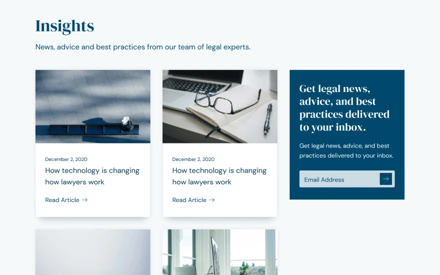 Fifth screenshot of McKinley Law Firm website webflow template