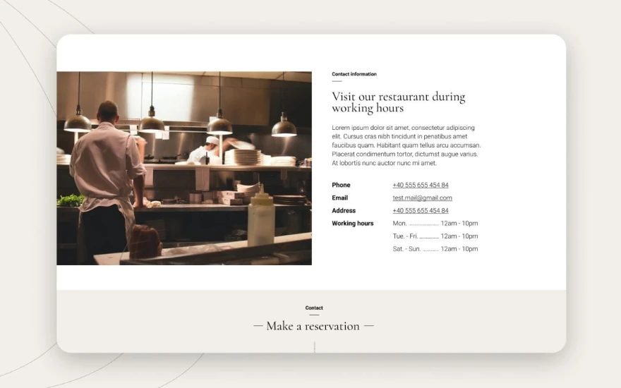 Third screenshot of Mexicana Restaurant website webflow template