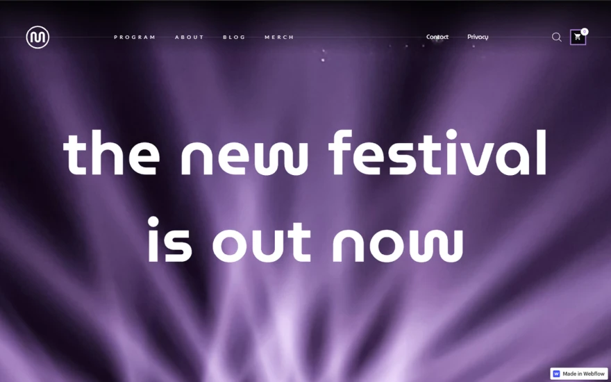 First screenshot of Mood Festival Event website webflow template
