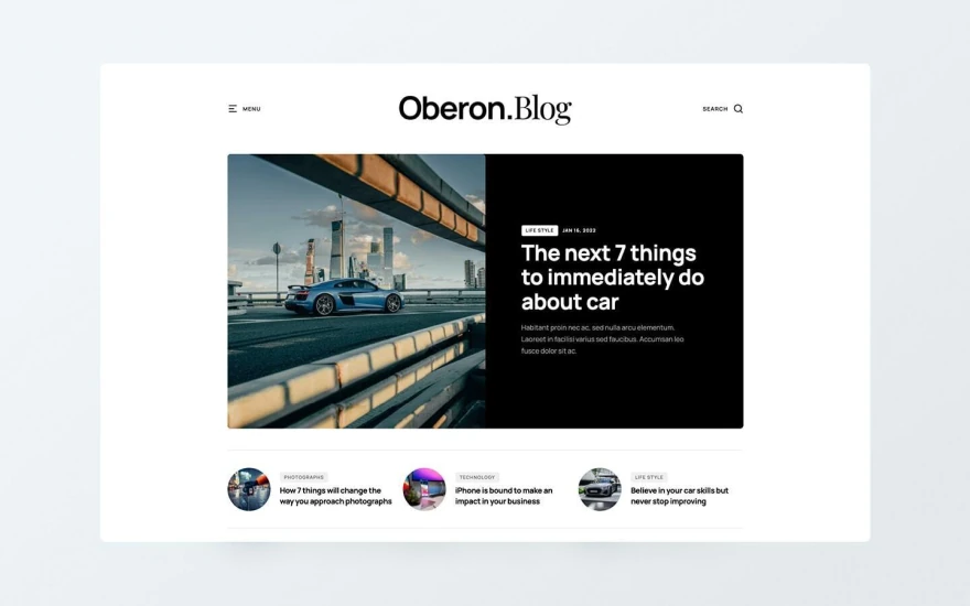 Fourth screenshot of Oberon Blog website webflow template