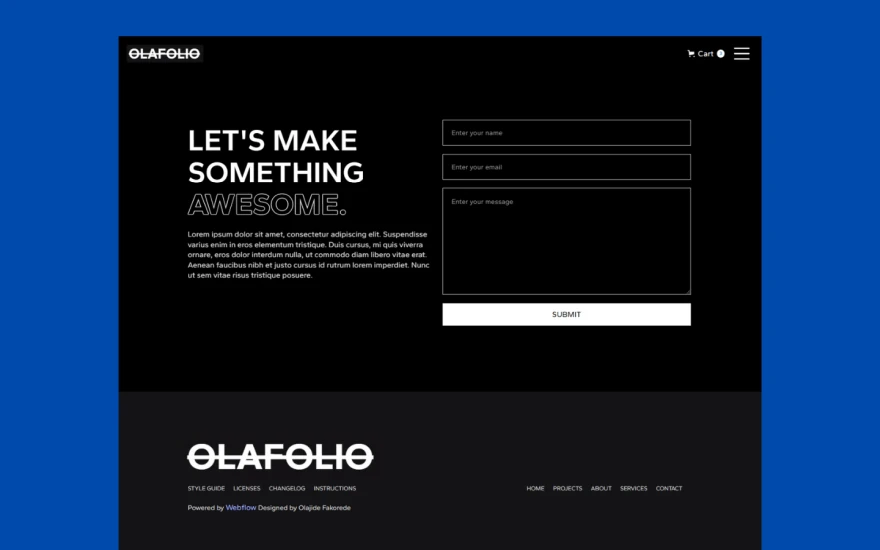 Third screenshot of Olafolio Portfolio website webflow template