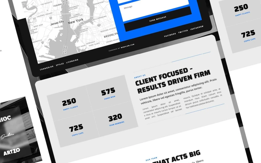 Second screenshot of Outlaw Law Firm website webflow template
