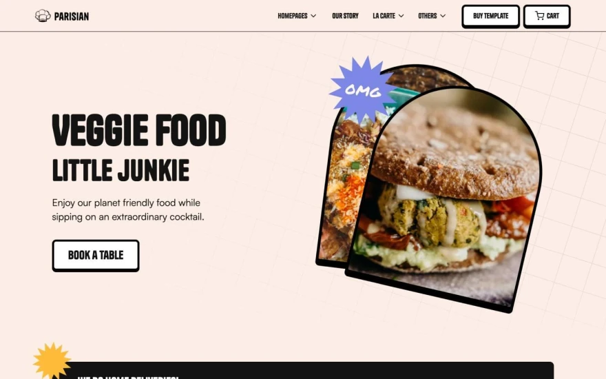 First screenshot of Parisian Restaurant website webflow template