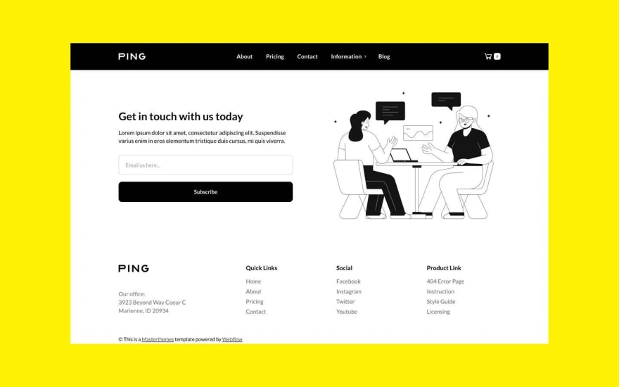 Second screenshot of Ping Startup website webflow template