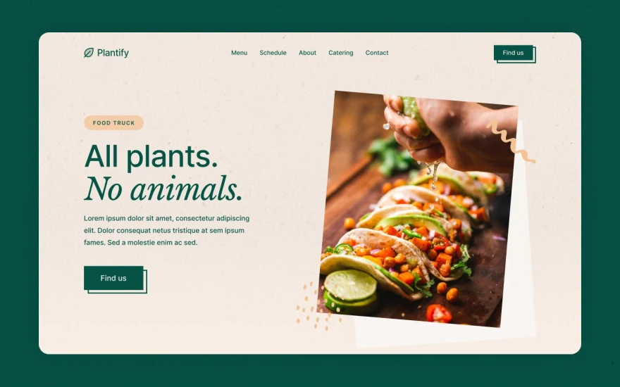 First screenshot of Plantify Restaurant website webflow template