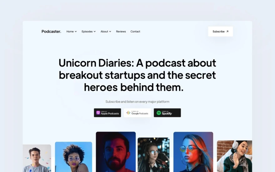 Second screenshot of Podcaster Podcast website webflow template