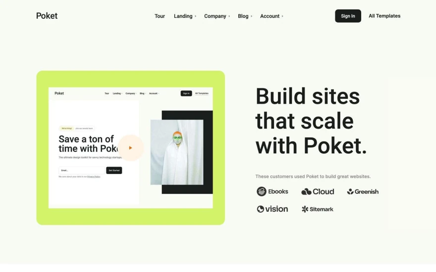Second screenshot of Poket Startup website webflow template