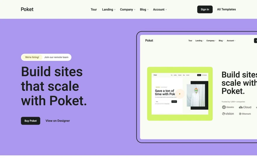 Third screenshot of Poket Startup website webflow template