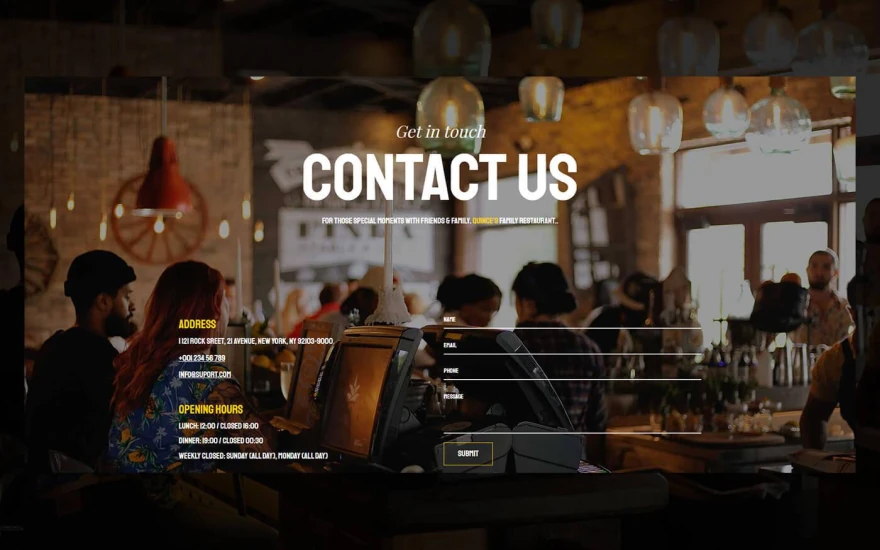 Fifth screenshot of Quince Restaurant website webflow template