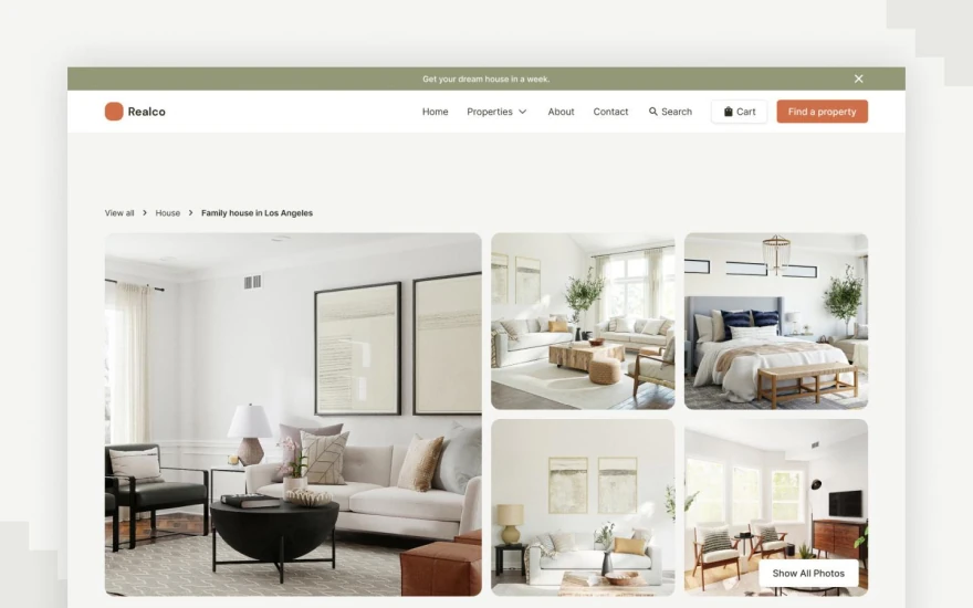 Fourth screenshot of Realco Real Estate website webflow template