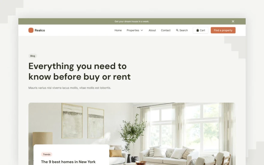 Fifth screenshot of Realco Real Estate website webflow template