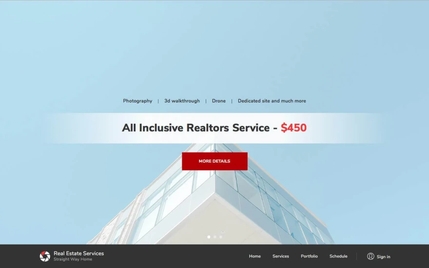 First screenshot of Reaservices Real Estate website webflow template