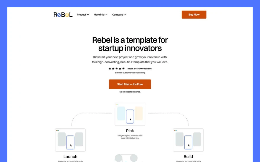 Third screenshot of Rebel Startup website webflow template