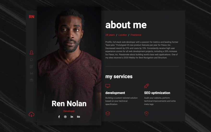 First screenshot of Renuvo 128 Resume website webflow template