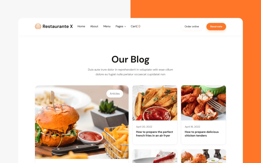 Fourth screenshot of Restaurante X Restaurant website webflow template