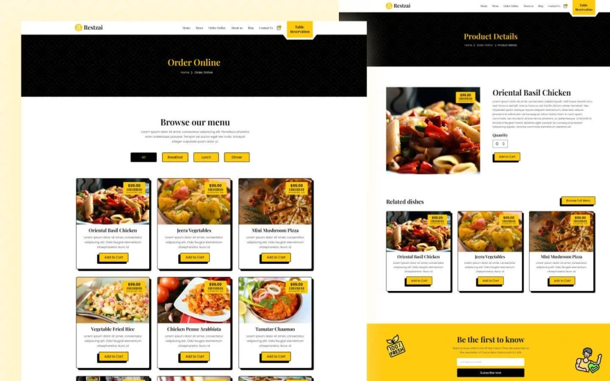 Fourth screenshot of Restzai Restaurant website webflow template