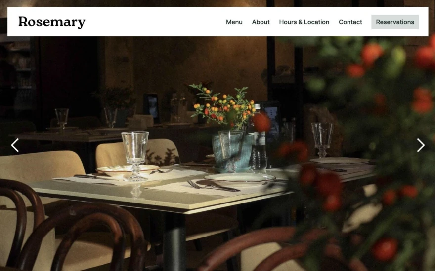 First screenshot of Rosemary Restaurant website webflow template