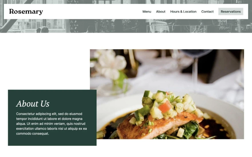 Fourth screenshot of Rosemary Restaurant website webflow template