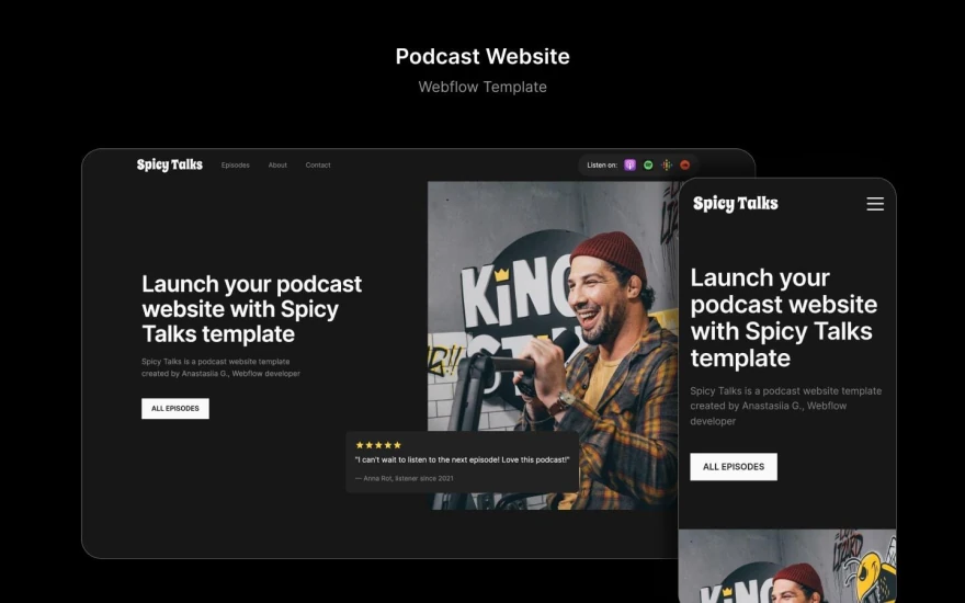 First screenshot of SpicyTalks Podcast website webflow template