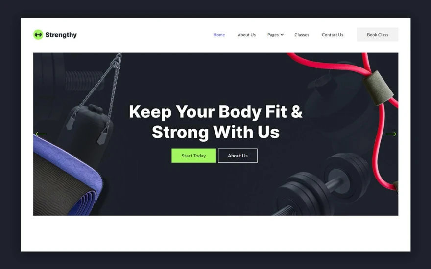 First screenshot of Strengthy Gym website webflow template