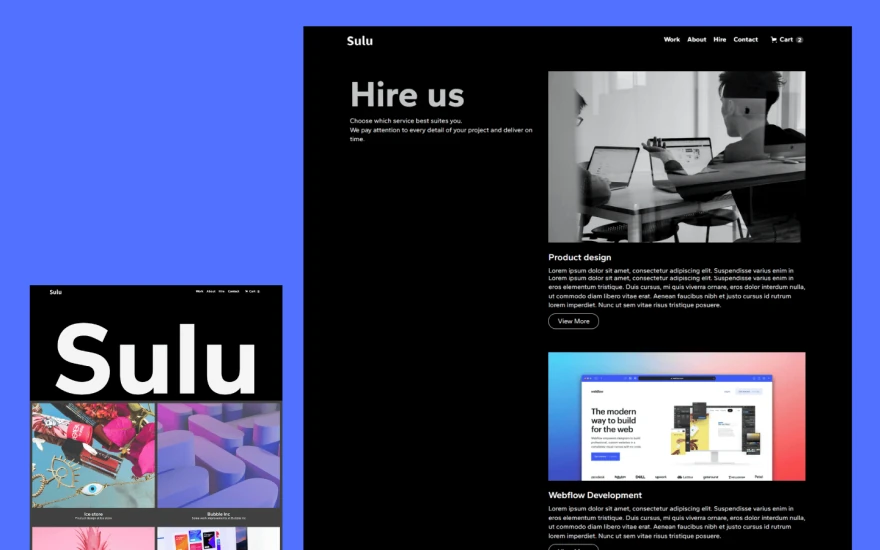 Third screenshot of Sulu Portfolio website webflow template