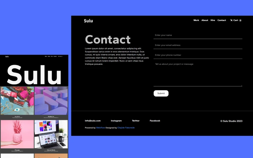 Fourth screenshot of Sulu Portfolio website webflow template