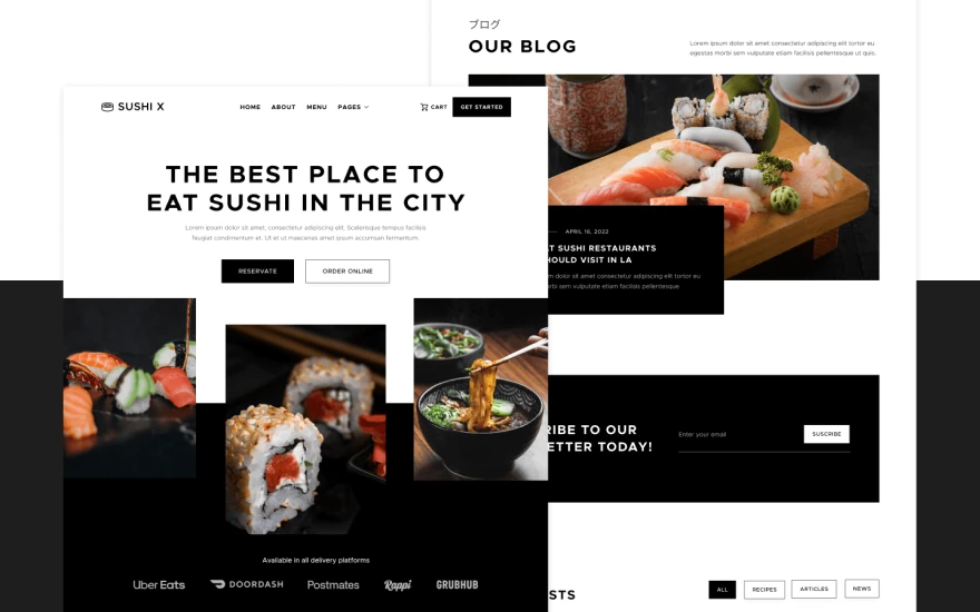 First screenshot of Sushi X Restaurant website webflow template