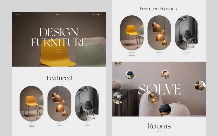 Second screenshot of Sølve Furniture website webflow template