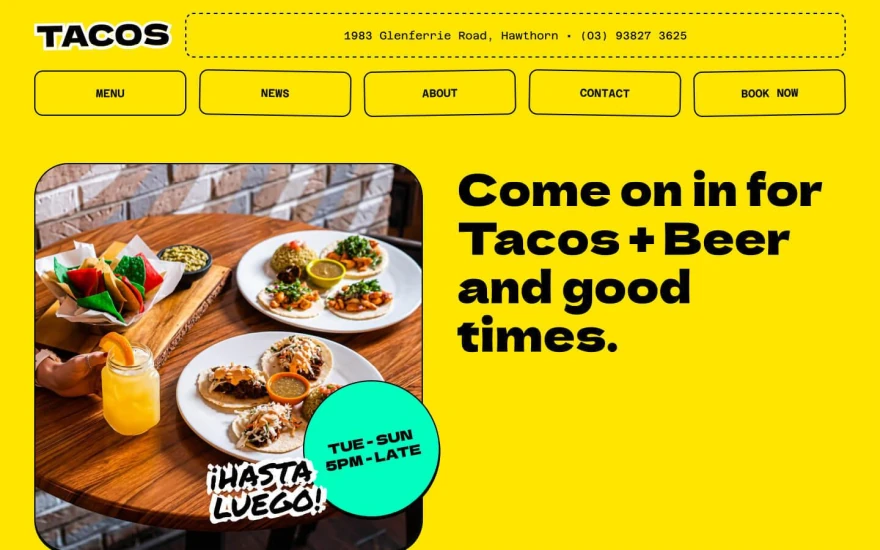 First screenshot of Tacos Restaurant website webflow template